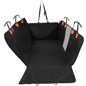 Dog Car Back Seat Cover With Zipper Mesh Window Storage Bags Waterproof 600D Oxford Cloth Car Seat Protector With Slide Flaps For Cars Trucks SUV (Option: Black)